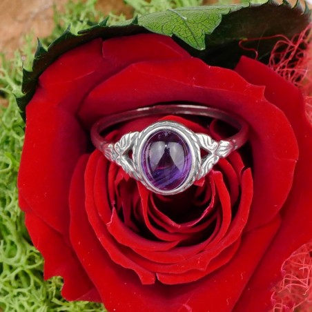 Bague Améthyste ovale, Argent 925 vieilli