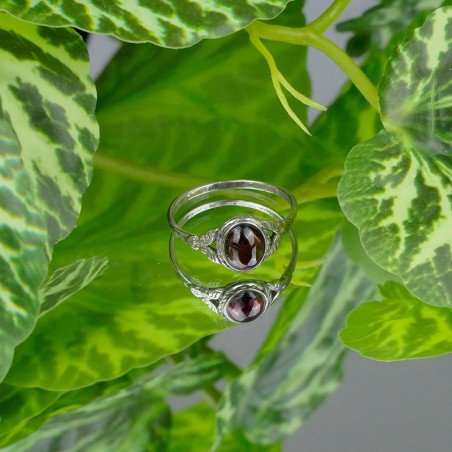 Bague Grenat ovale, Argent 925 vieilli
