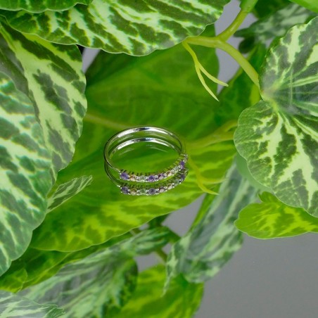 Bague multicolore multi pierres, Argent 925 rhodié