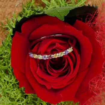 Bague multicolore multi pierres, Argent 925 rhodié
