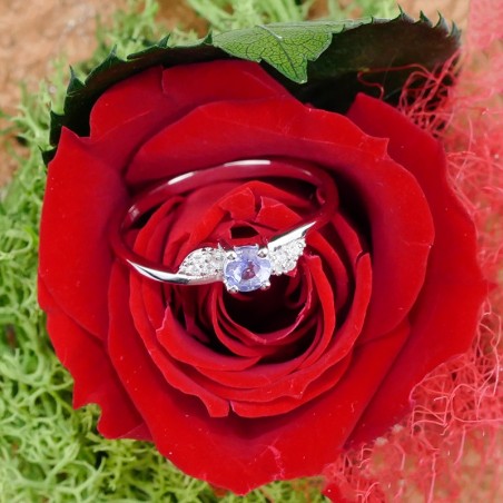Bague Tanzanite  bleue, Argent 925 rhodié