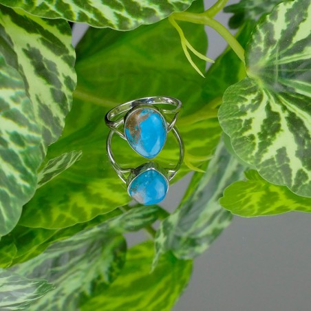 Bague Turquoise reconstituée, Argent 925 rhodié