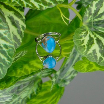 Bague Turquoise reconstituée, Argent 925 rhodié