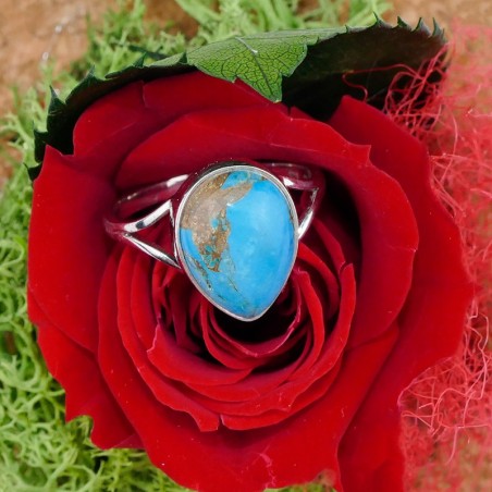 Bague Turquoise reconstituée, Argent 925 rhodié