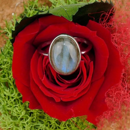 Bague Labradorite ovale, Argent 925 rhodié