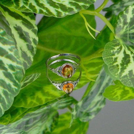 Bague Ambre ovale argent vieilli 925