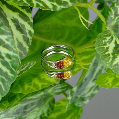 Bague Ambre multicolore argent 925
