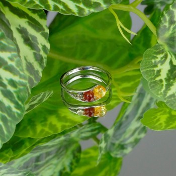 Bague Ambre multicolore argent 925