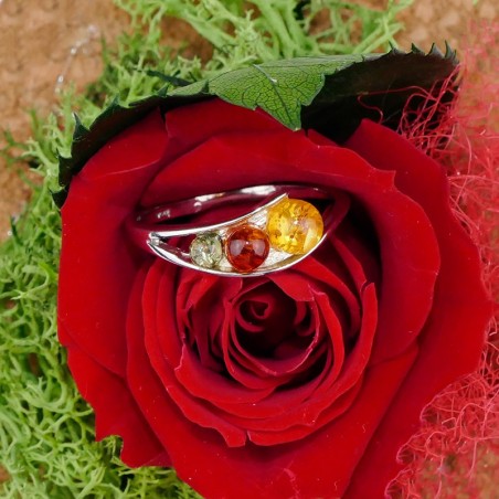 Bague Ambre multicolore argent 925