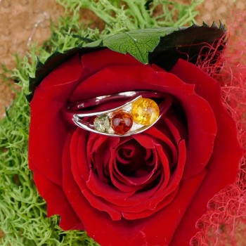 Bague Ambre multicolore argent 925