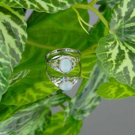 Bague Opale blanche ovale d'Australie, Argent 925 rhodié