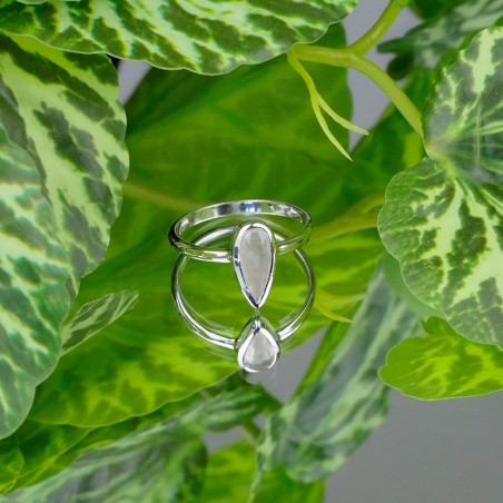 Bague Quartz rose facetté, Argent 925 rhodié