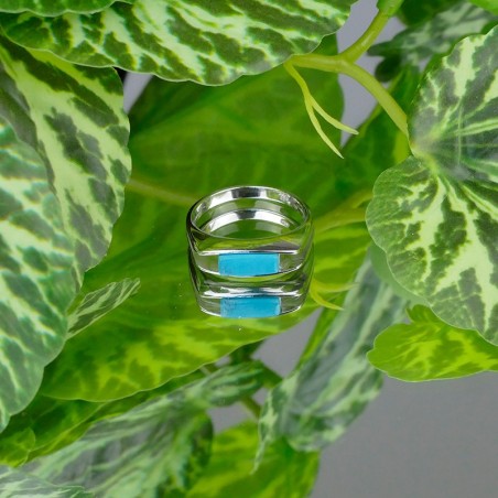 Bague Turquoise reconstituée, Argent 925 rhodié