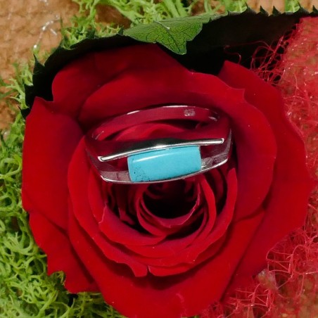 Bague Turquoise reconstituée, Argent 925 rhodié