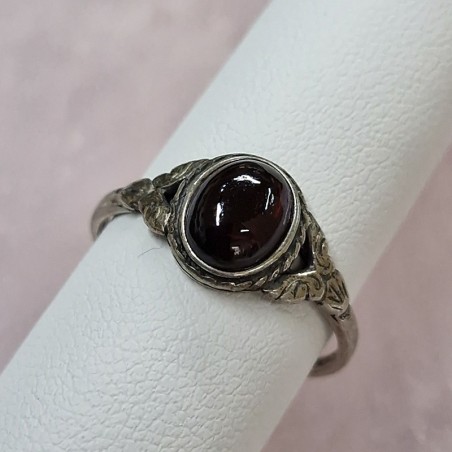 Bague Grenat ovale, Argent 925 vieilli