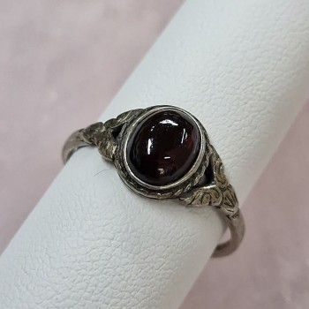 Bague Grenat ovale, Argent 925 vieilli