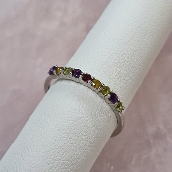 Bague multicolore multi pierres, Argent 925 rhodié