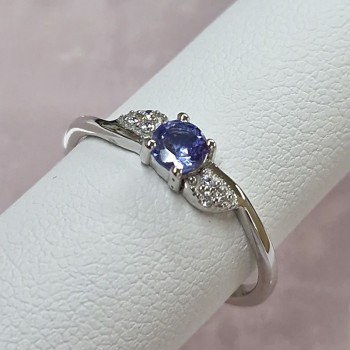 Bague Tanzanite  bleue, Argent 925 rhodié