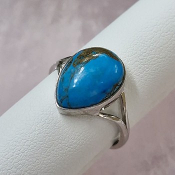 Bague Turquoise reconstituée, Argent 925 rhodié