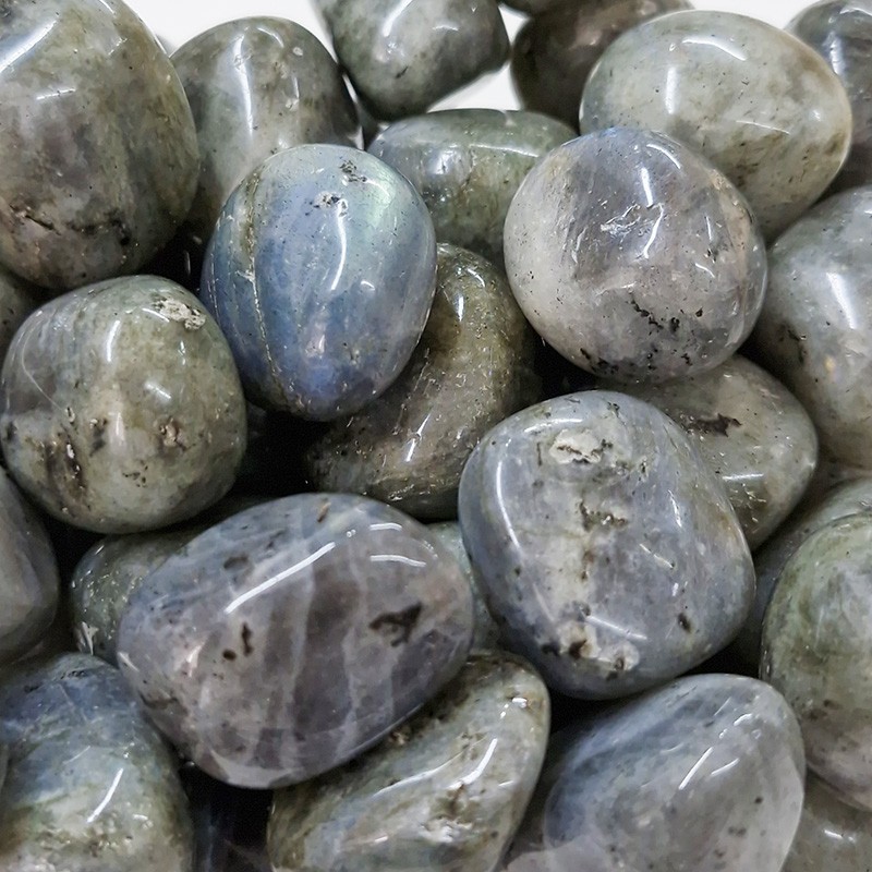 Labradorite verte, pierre roulée.