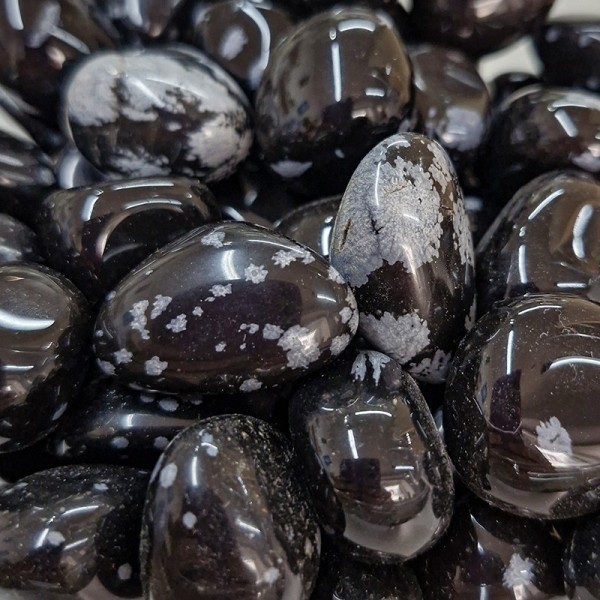 Obsidienne Flocon de neige , pierre roulée.