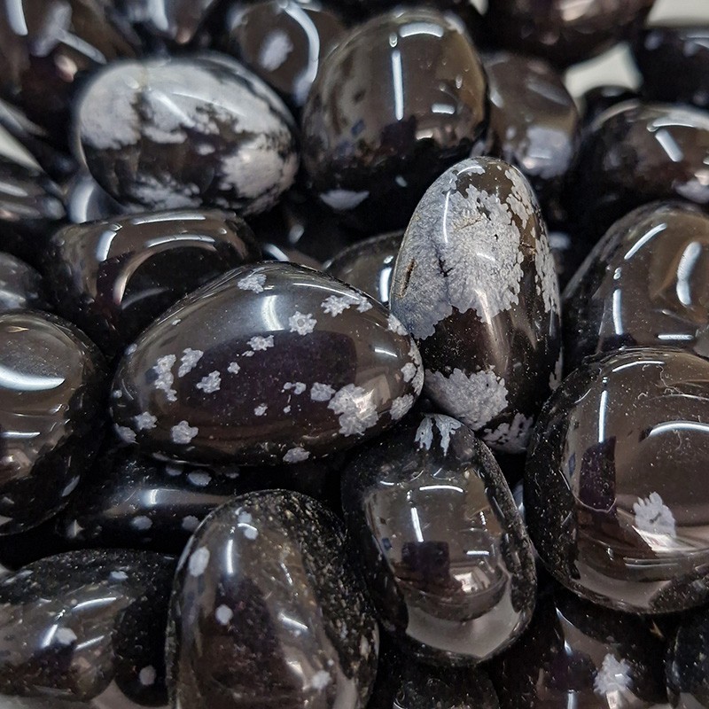 Obsidienne Flocon de neige , pierre roulée.