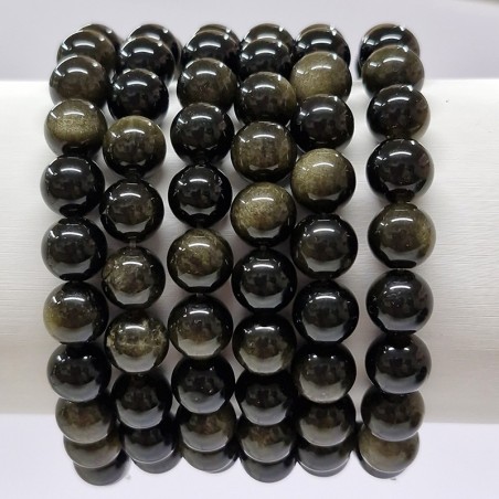 Bracelet Obsidienne dorée
