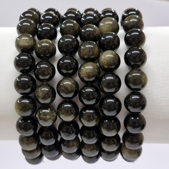 Bracelet Obsidienne dorée