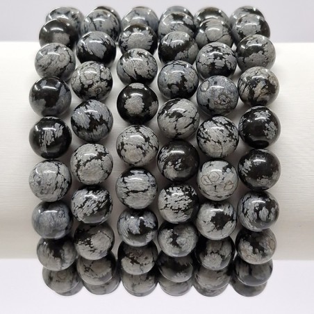 Bracelet Obsidienne flocons de neige