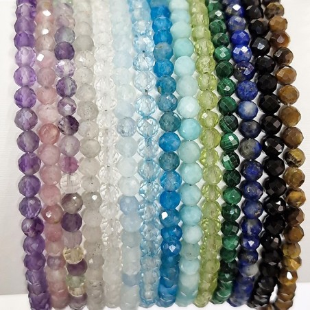 Bracelet pierres facettées, fermoir argent 925