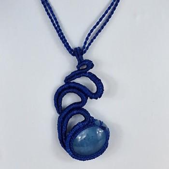 Collier Aigue Marine en macramé