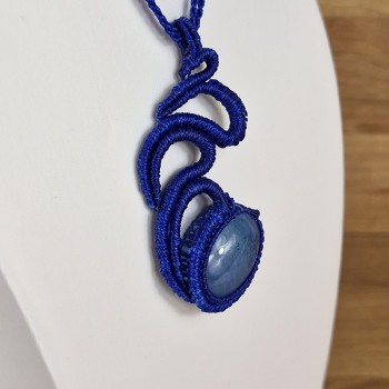 Collier Aigue Marine en macramé