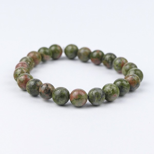 Bracelet en pierres naturelles Jaspe Unakite.