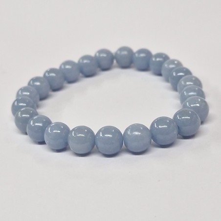 Bracelet  en pierres naturelles Angélite bleue .