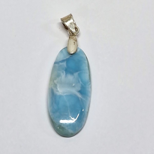 Pendentif Larimar, bélière argent 925