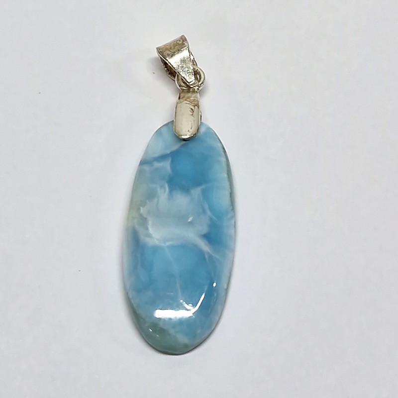 Pendentif Larimar, bélière argent 925