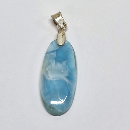 Pendentif Larimar, bélière argent 925