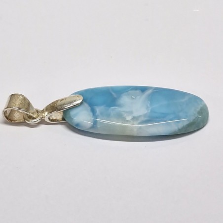 Pendentif Larimar, bélière argent 925