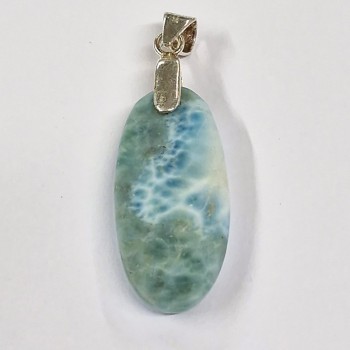 Pendentif Larimar, bélière argent 925