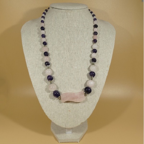 Collier Améthyste et Quartz rose