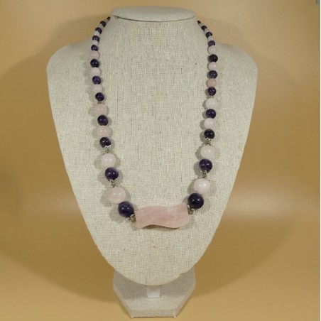 Collier Améthyste et Quartz rose