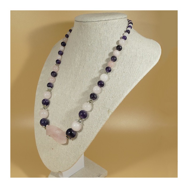 Collier Améthyste et Quartz rose