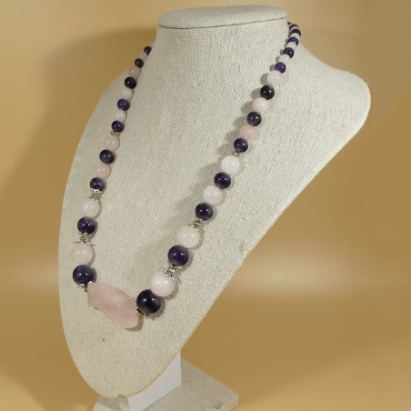 Collier Améthyste et Quartz rose