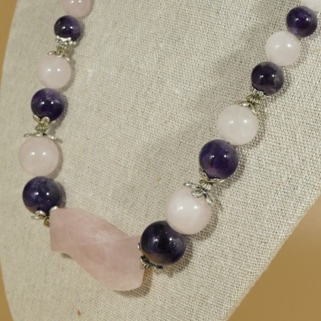 Collier Améthyste et Quartz rose