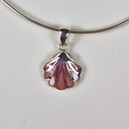Pendentif nacre rose, argent 925