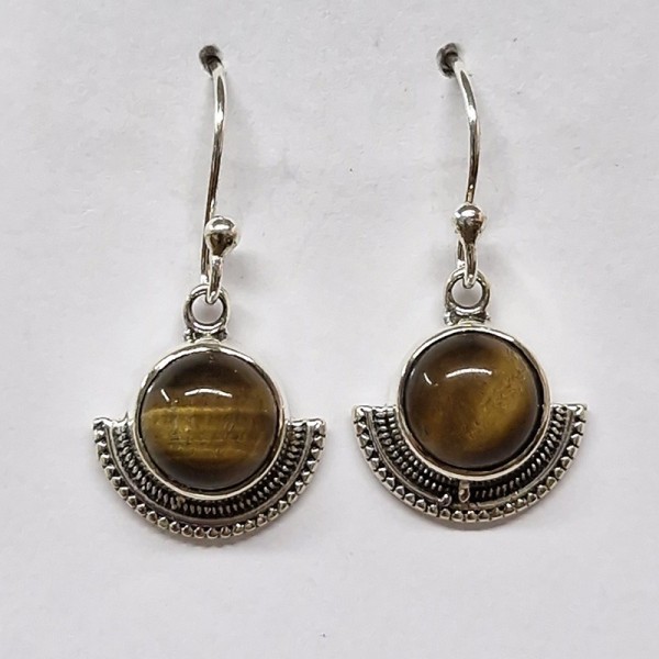 Boucles d'oreilles Œil de Tigre, argent 925