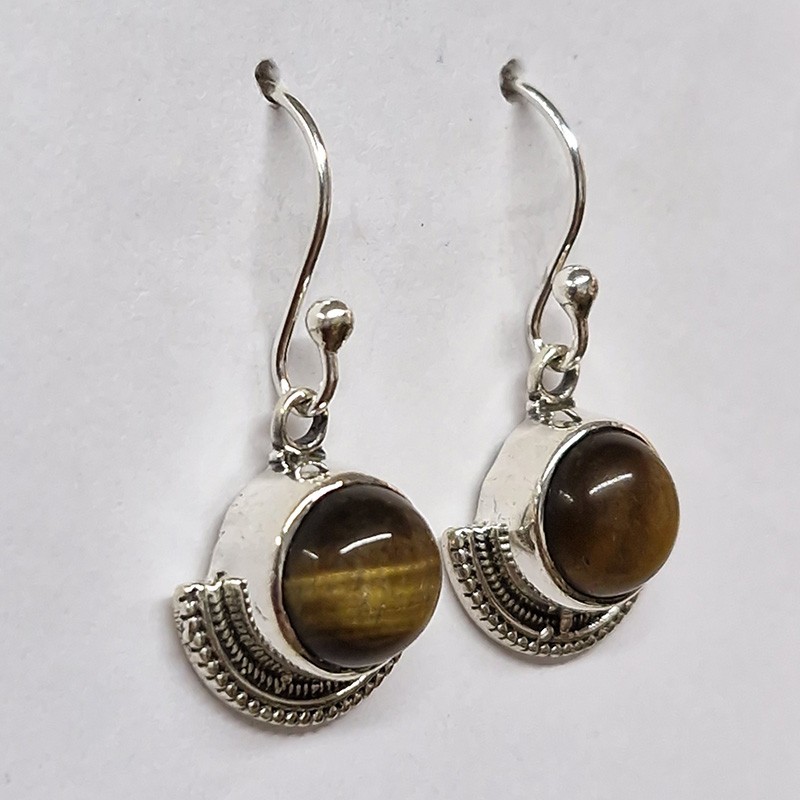 Boucles d'oreilles Œil de Tigre, argent 925