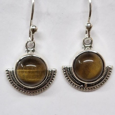 Boucles d'oreilles Œil de Tigre, argent 925