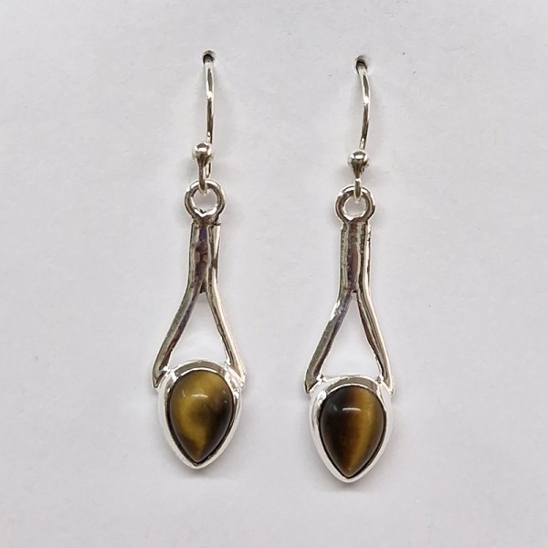 Boucles d'oreilles Œil de Tigre, argent 925