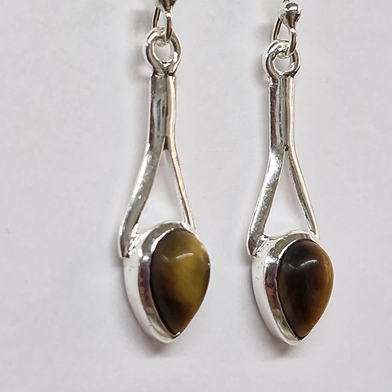 Boucles d'oreilles Œil de Tigre, argent 925